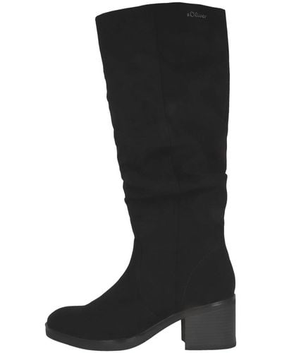 S.oliver Hohe Stiefel mit Absatz Blockabsatz mit Reißverschluss Schwarz