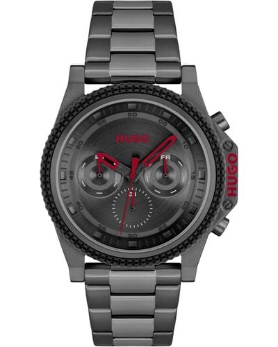 HUGO Analogue Multifunction Quartz Watch For Men #brave Collection With Stainless Steel Bracelet Stainless Steel Bracelet - Grey