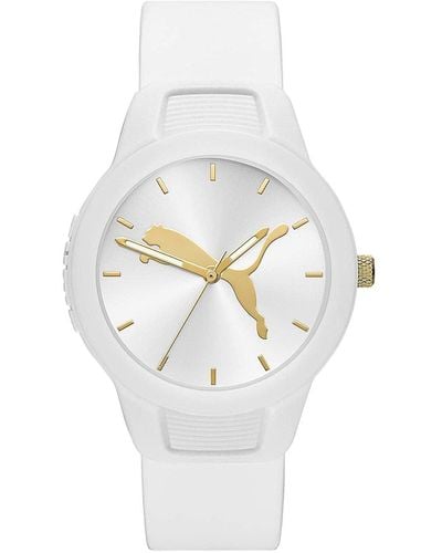 PUMA Reloj para mujer Reset de policarbonato de color blanco con tres agujas