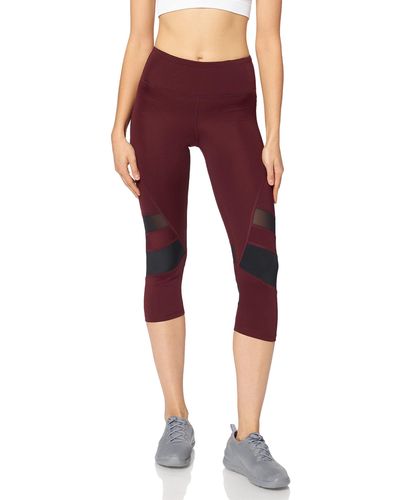 Amazon Essentials Leggings Capri de Yoga con Rayas horizontales Anchas Mujer - Rojo