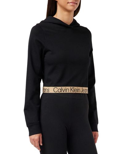 Calvin Klein Logo Tape Milano Hoodie Hauts en Maille L/S - Noir