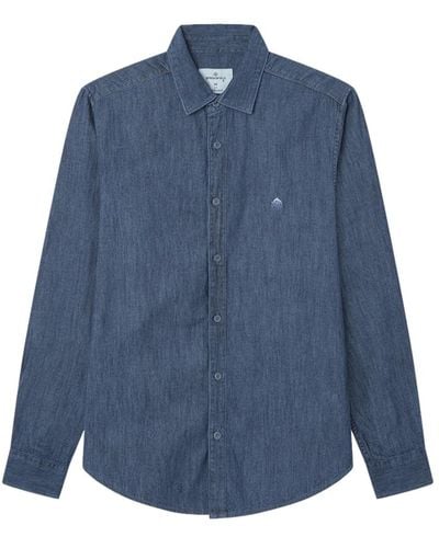 Springfield Reconsider Denim Basic LS Custom FIT Shirt with Embroidery Logo Camisa - Azul