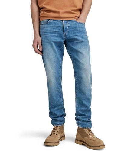 G-Star RAW 3301 Straight Tapered Jeans Voor - Blauw
