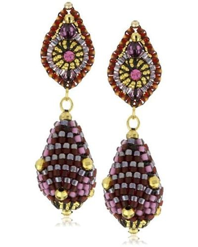 Miguel Ases Swarovski And Rubellite Beaded Ball Drop Earrings - Red