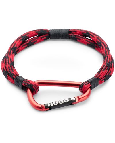 HUGO E-CORD-BRA Armband aus Kletterseil mit Logo auf dem Karabinerverschluss Hellrosa Stck - Rot
