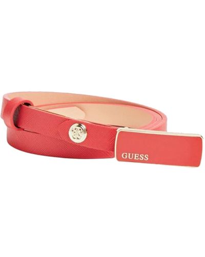 Guess Adjustable Pant Belt Pu Leather Belt With Metal Buckle - Pink