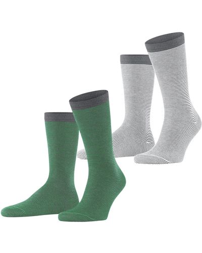 Esprit Socken Allover Stripe 2-Pack M SO Baumwolle gemustert 2 Paar - Grün