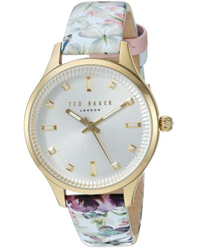 Ted Baker Analogue Japanese-quartz Watch With Leather Strap 10031554 - Grey