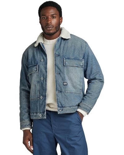 G-Star RAW Utility Flap Pocket Sherpa Denim Jacket - Blauw