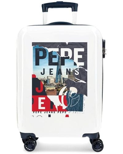 Pepe Jeans Valigia digitale da cabina bianca 40 x 55 x 20 cm rigida ABS chiusura TSA integrata 38,4 2 kg 4 ruote doppie bagaglio a mano - Bianco