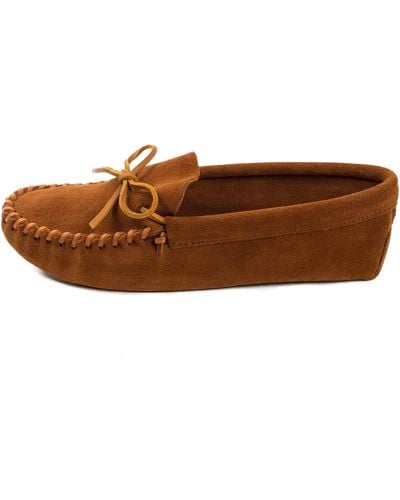 Minnetonka Leather Laced Softsole Moccasin,brown,9 M Us