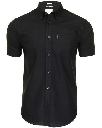 Ben Sherman Mens Short Sleeve Button Down Oxford Shirt 65095 - Black