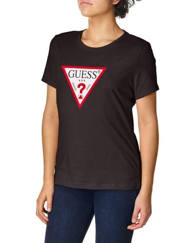 Guess Short Sleeve Classic Fit Logo Tee - Nero
