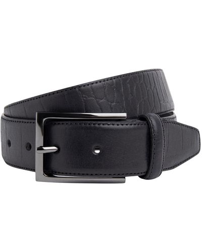 Hackett Croc Emboss Belt - Black