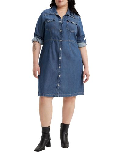 Levi's Plus Size Otto Western Dresses - Blau