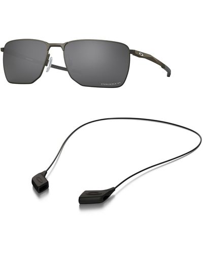 Oakley Oo4142 Sunglasses Bundle: Oo 4142 414203 Ejector Carbon Prizm Black Pol And Medium Black Leash Accessory Kit - Metallic