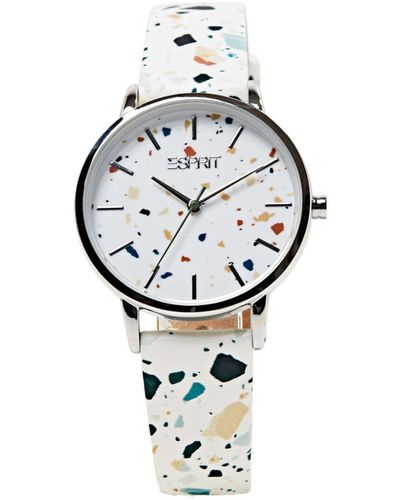 Esprit Uhr aus Edelstahl mit Lederarmband - Weiß