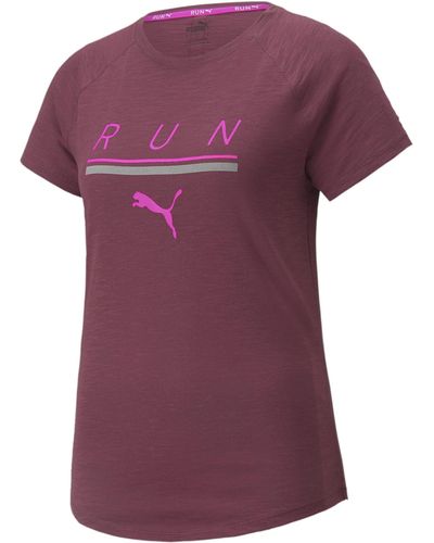 PUMA Logo Run 5 K SS Tee W T-Shirt - Rouge