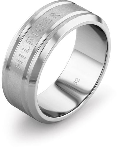 Tommy Hilfiger Jewellery Stainless Steel Ring With Branded Details - White