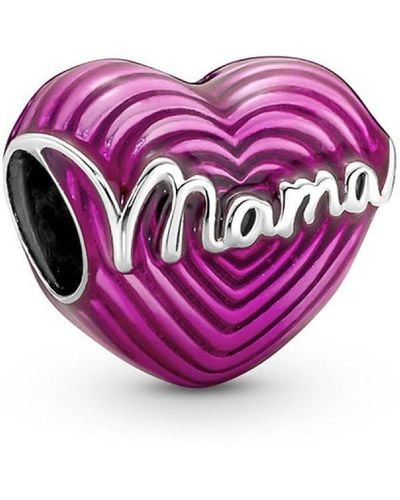PANDORA Radiating Love Mama Heart Charm 791505c01 - Purple