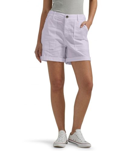 Lee Jeans S Legendary High Rise Relaxed Fit Rolled Shorts - White