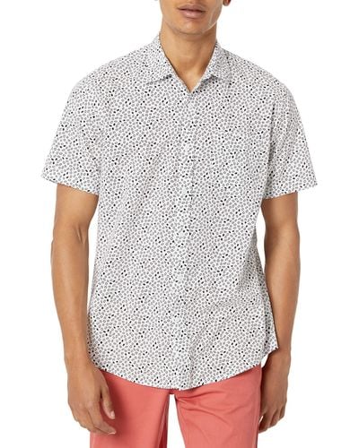 Amazon Essentials Regular-fit Short-sleeve Print Shirt - White