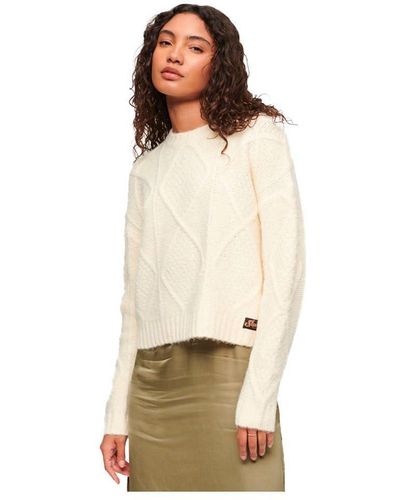 Superdry Chunky Cable Knit Jumper T-Shirt - Natur