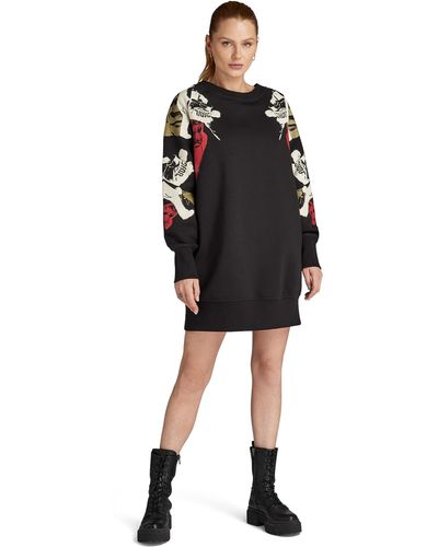 G-Star RAW Loose graphic sweat dress r long sleeve - Negro