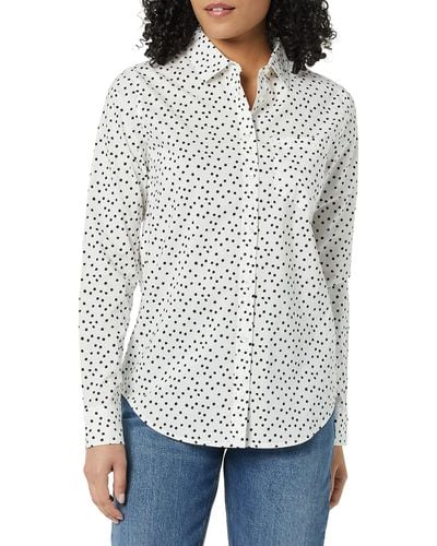 Amazon Essentials Camisa de Popelín con Botones - Blanco