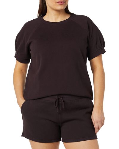 Goodthreads Camisa de ga Corta Tipo Blusón de Forro Polar Clásica Mujer - Negro