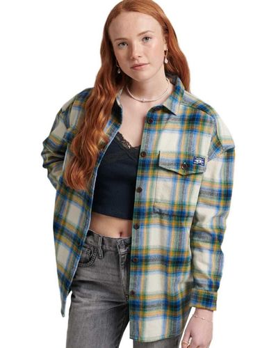 Superdry Vintage Check Overshirt W4010394A Friars Green Check 10 Mujer - Gris