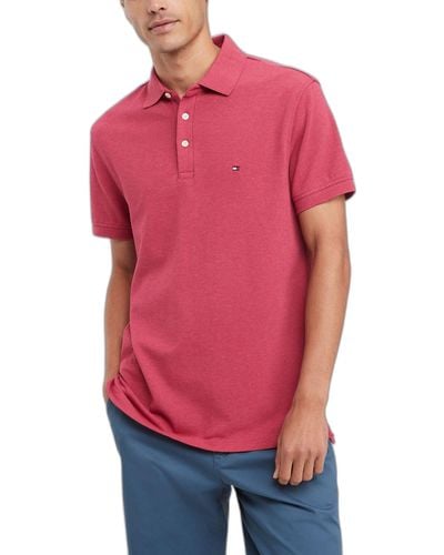 Tommy Hilfiger Short Sleeve Polo Shirts Slim Fit With Stretch - Red