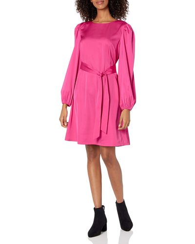 The Drop @shopdandy Belted Silky Stretch Dress - Pink