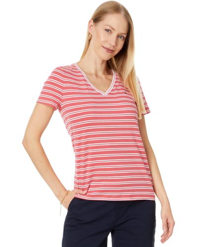 Tommy Hilfiger Classic Cotton V-neck T-shirts For - Red