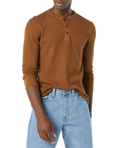 Amazon Essentials Camisa Henley de Panal de Abeja de ga Larga con Ajuste Entallado Hombre - Multicolor