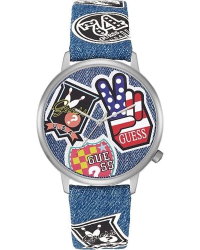 Guess Reloj Analógico para Adulto de Cuarzo con Correa en Tela V1004M1 - Azul