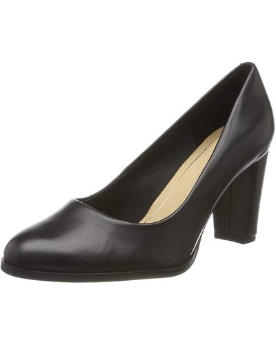 Clarks Kaylin Cara Wide High Heeled Court Shoes 4.5 Uk Black Suede
