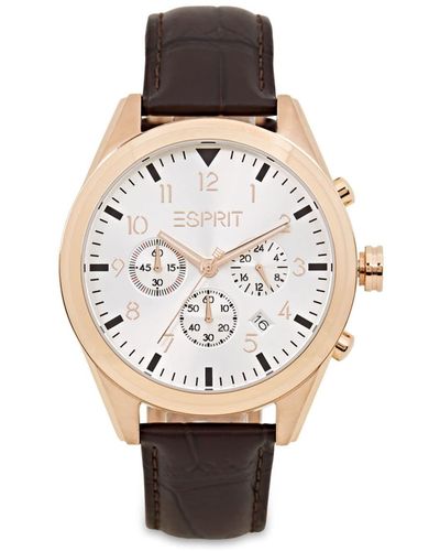 Esprit Chronograph Japanese Quartz Watch With Leather Strap Es1g339l0045 - Multicolour