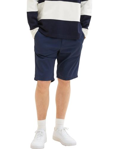 Tom Tailor 1035037 Slim Chino Bermuda Shorts mit Stretch - Blau