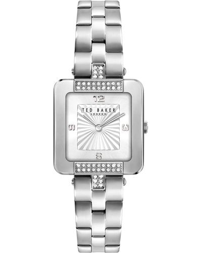 Ted Baker Ladies Recycled Stainless Steel Silver Bracelet Watch - Grey