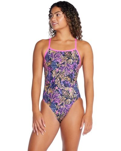 Speedo Electric Current Tri Back Swimsuit - Blue