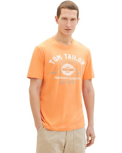 Tom Tailor T-Shirt mit Logo-Print aus Baumwolle - Orange