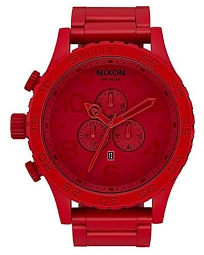 Nixon 51-30 Chrono. 100m Water Resistant 's Watch (xl 51mm Watch Face/ 25mm Stainless Steel Band) - Red