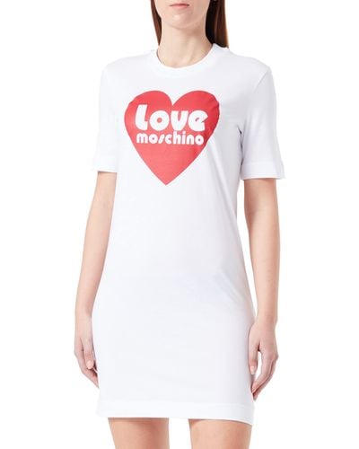 Love Moschino Short-Sleeved T-Shape Regular fit Dress - Weiß