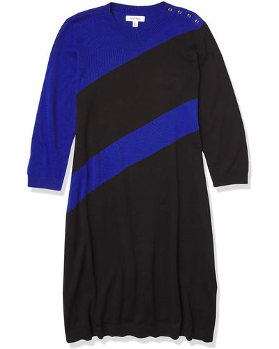 Nine West Diagonal Stripe Sweater Dress - Blue