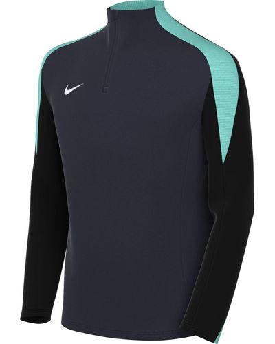 Nike Fd7573-453 Trainingsshirt Dri-fit Strike 24 T-shirt Obsidiaan/black/hyper Turq/white Maat M - Blauw