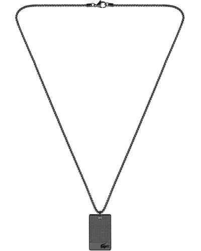 Lacoste Jewelry Stencil Ionic Plated Black Steel Pendant Necklace - Metallic