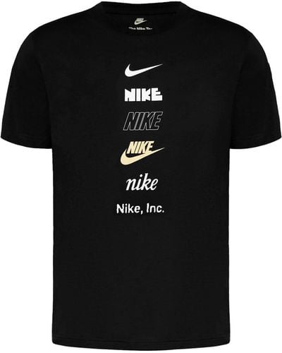 Nike T-Shirt Multi Logo Blanc - Noir