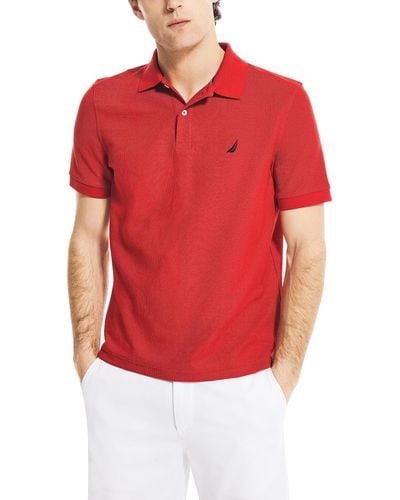Nautica Short Sleeve Solid Deck Polo Shirt - Red