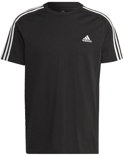adidas Essentials Single Jersey 3-stripes T-shirt Met Korte Mouwen - Zwart